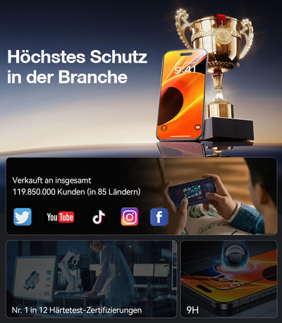 TORRAS für iPhone 16 Pro für Panzerglas [Full Screen] TOP Bruchsicherheit Folie für iPhone 16 Pro Schutzfolie 9H+ Schutzglas [Auto-Installation] Anti-Fingerabdruck, 2 Stück