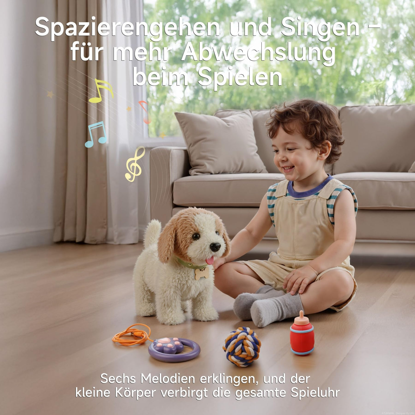 OR OR TU Spielzeug Hund der Läuft und Bellt, Realistisches Interaktives Hund Spielzeug Kinder Plüschwelpe Elektronische Haustiere mit Ferngesteuerter für Kinder Mädchen Junge Geschenk