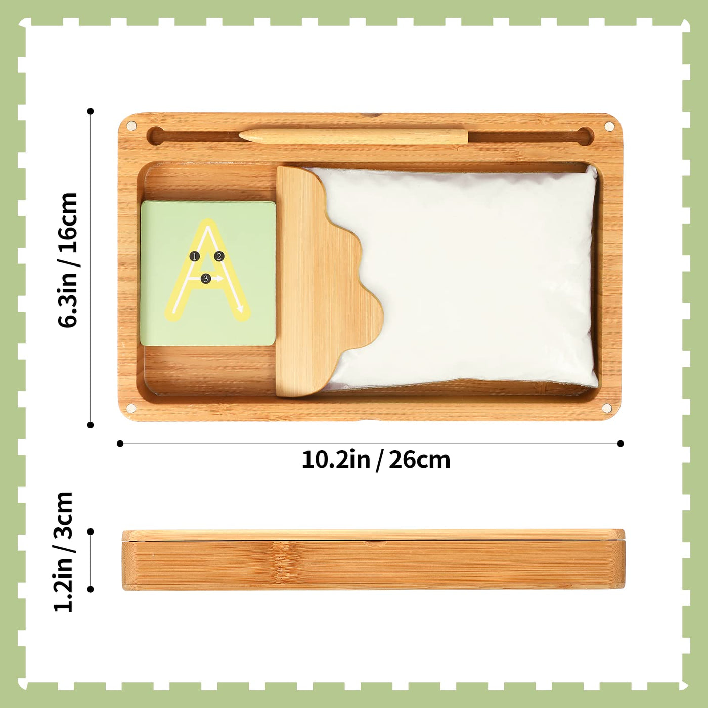 Montessori sandtablet Frühes Training Buchstaben und Zeichens pielzeug Holz Montessori Sandtisch Lerns pielzeug für Frühe motorische Entwicklung bei Kindern(Weiß)