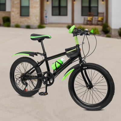 20 Inch Mountainbike Kinderfahrrad Hochpräzises Schwungrad Fahrrad Doppelbremssystem Tragfähigkeit 85kg Jugendfahrrad mit Wasserbecher-Halter, Premium Mountainbike für Outdoor-Radfahren (Grün)