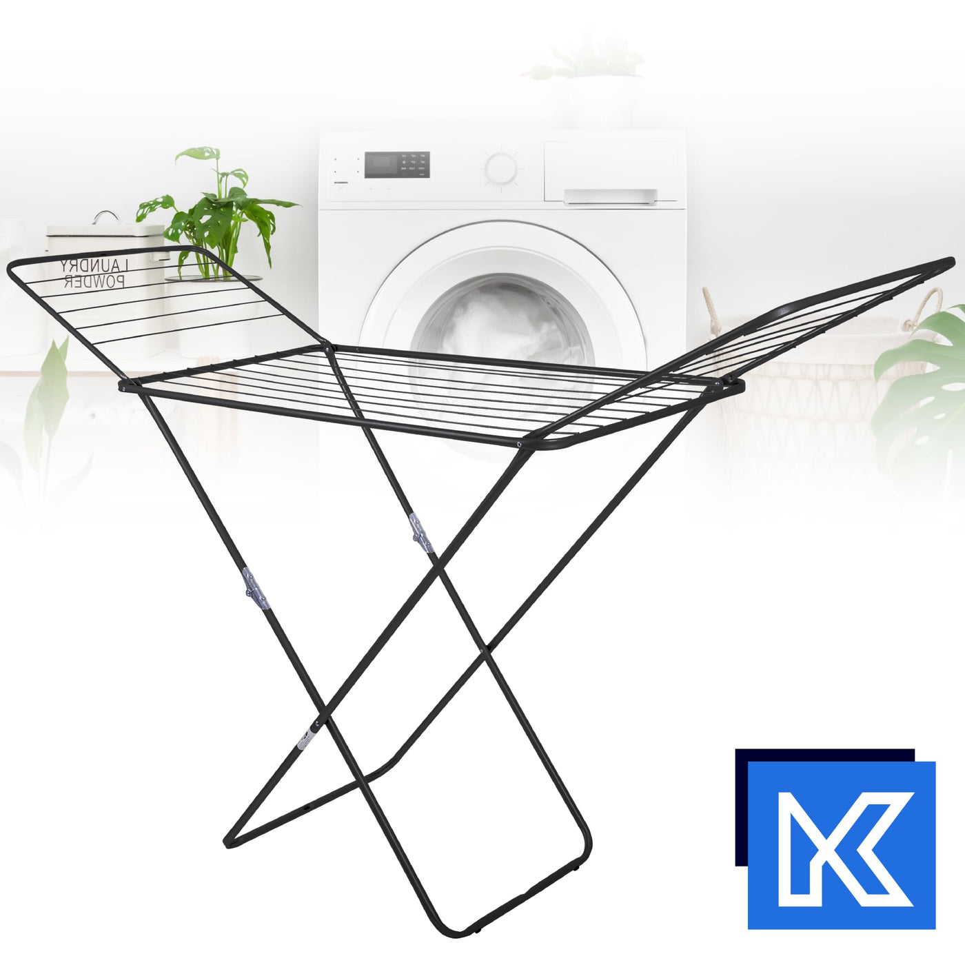 KADAX Wäscheflügeltrockner, 180x55x101cm Wäscheständer, Luftstromwäscheständer, Wäschetrockner mit rutschfesten Füßen, Flügelwäschetrockner, Bekleidung