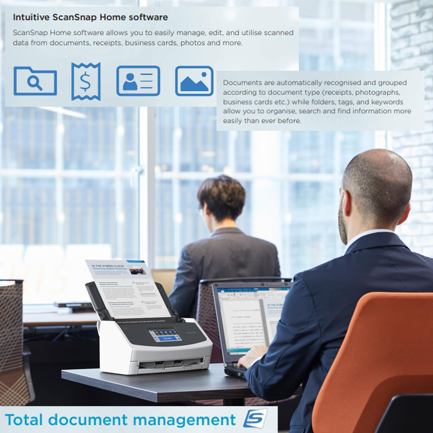 iX1600 ScanSnap Scanner (White) - A4, A5, A6, B5, B6, Visitenkarte, Postkarte, Letter, Legal und Benutzerdefiniert, Duplex, Wi-Fi, USB3.2, (40 Seiten/80 Bilder/Min) mit ADF, White, ADF, 40 ppm