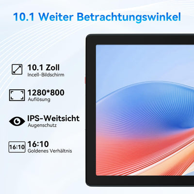 Yicty Tablet 10 Zoll Android Tablets 6 GB RAM + 64 GB ROM Quad-Core 5000 mAh 1280 x 800 HD-Touchscreen 5MP + 8 MP HD-Kamera Bluetooth 5.2 Tablet-PC (Grau)