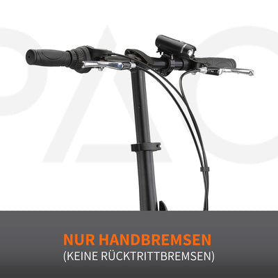 PACTO Two Klapprad 20 Zoll mit Schnelles Faltsystem (10 Sek), Aluminiumrahmen, Leichtgewicht (13KG), Shimano 6 Gänge, Doppelscheibenbremse und LED-Licht (Schwarz)