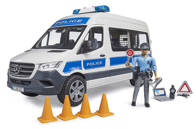 bruder 02683 - MB Sprinter Polizei Einsatzfahrzeug mit Light & Sound Modul, bworld Polizist - 1:16, Fahrzeug, Polizeiauto, Streifenwagen, Spielzeug ab 4 Jahre