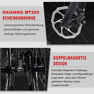 KABON Neues Upgrade Faltrad, 20 Zoll Carbon Fiber Rahmen mit Carbon Laufradsatz 9 Speed Mini City Bike Faltbares Fahrrad für Frauen Erwachsene Männer Ultra-Light (Schwarz)