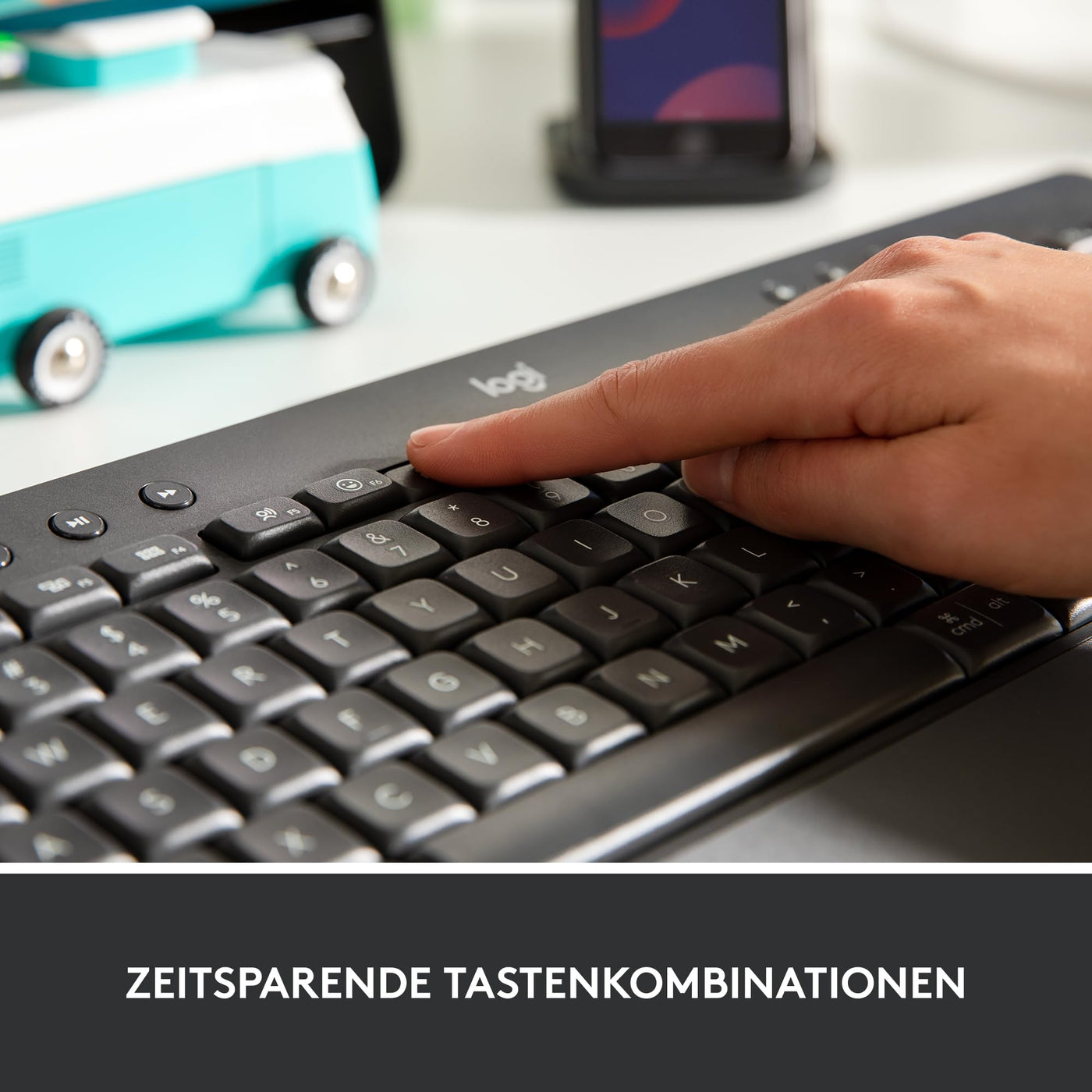 Logitech Signature K650 Comfort kabellose Tastatur mit Handballenauflage, BLE Bluetooth/Logi Bolt USB-Empfänger, Soft-Touch-Tastatur, Numpad, PC/Windows/Mac, Deutsches QWERTZ - Grau