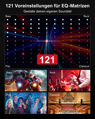 ULTIMEA 7.1ch Soundbar für TV Geräte, Surround Sound System für Heimkino mit App Steuerung, Soundbar mit Subwoofer, 4 Surround Lautsprechern, Soundsystem mit verstellbarem EQ, Bluetooth 5.3, Aura A40