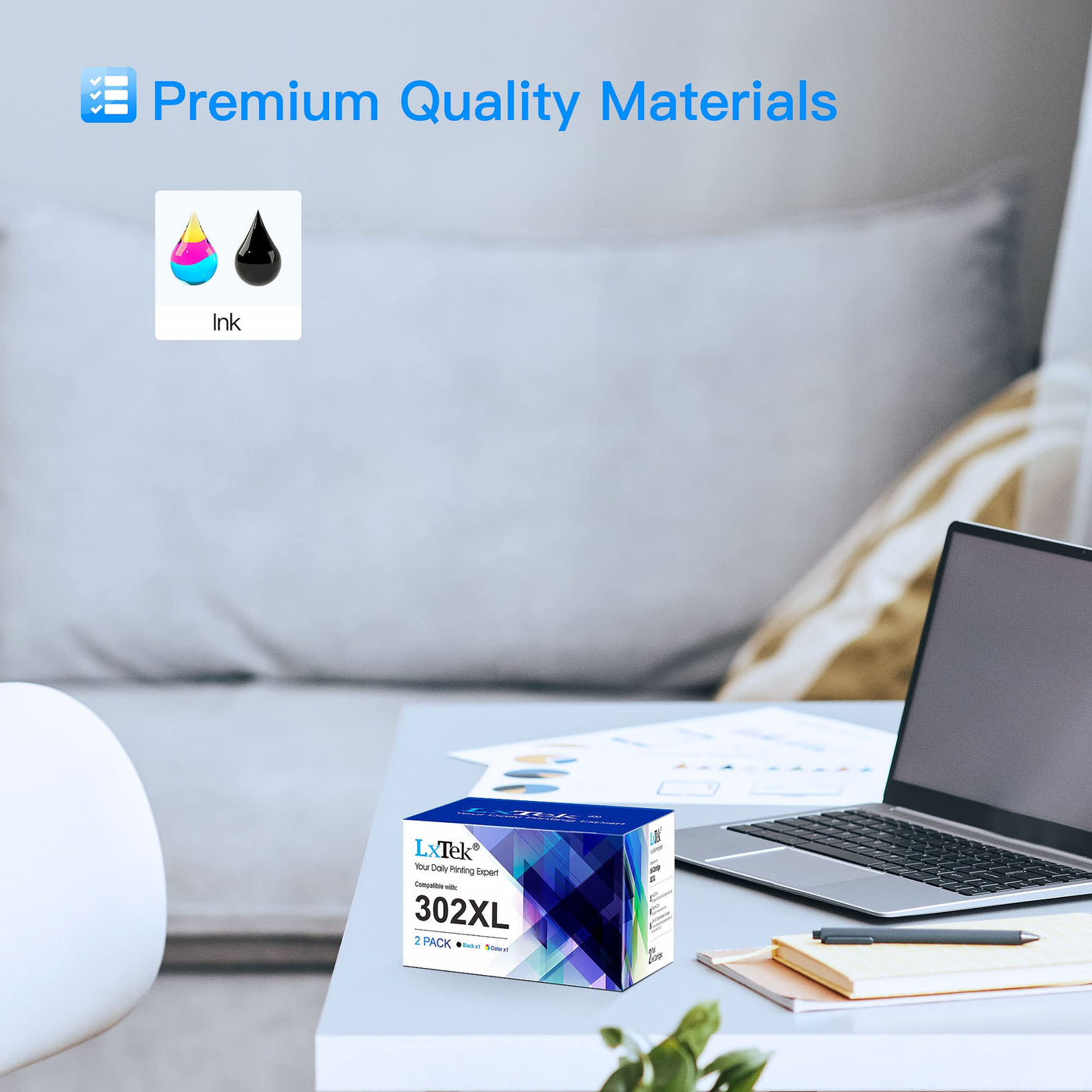 LxTek 302 XL Multipack Wiederaufbereitet Tintenpatrone Kompatibel für HP 302 Druckerpatronen 302XL für Envy 4525 4527 4520 Officejet 3831 3830 5230 5220 DeskJet 3630 2130 3636 (1 Schwarz, 1 Farbe)