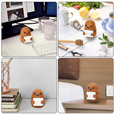 2er Pack Positive Potato Pocket Hug Geschenk, DealKits Lustige Plüschtiere Strickwolle Positive Kartoffel Puppe, Mutmacher Glückbringer für Kinder, Freundinnen, Familie, Frauen