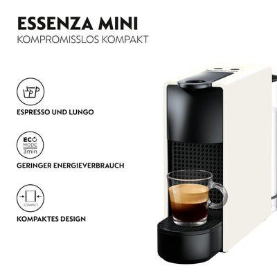 Nespresso Krups XN1101 Essenza Mini Kaffeekapselmaschine | 1260W | weiß | 0,7 Liter