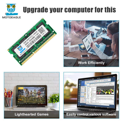 Motoeagle DDR3L 1600 MHz SODIMM 16GB Kit (2x8GB) PC3 PC3L 12800S 8GB 204-Pin Unbuffered Non-ECC 1.35V CL11 2Rx8 Dual Rank Notizbuch Arbeitsspeicher