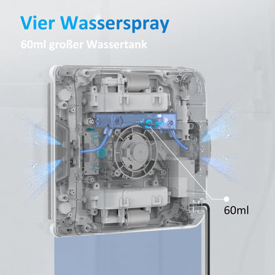 Mamibot W120-DP Fensterputzroboter, Sprühfunktion, intelligente Pfadplanung, doppelter Kreuz-Wasserstrahl, Fern- und App-Steuerung für Glasreinigung, Weiß/Blau