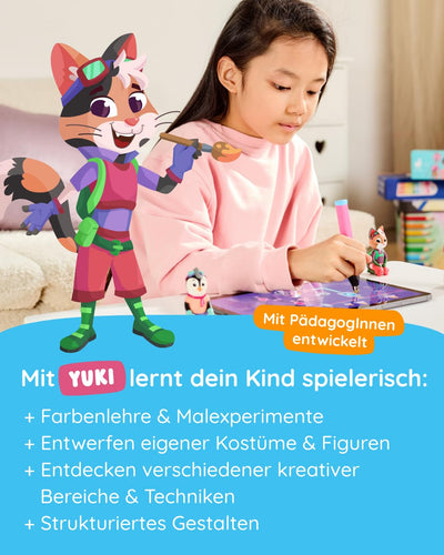 Edurino Figur Juki Kreativität & Malen ab 4 Jahren | Innovatives & digitales Lernspiel | Farbenlehre & Malexperimente | Entwerfen eigener Kostüme & Bühnenbilder