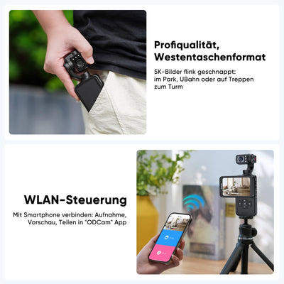 ORDRO M5 Kreativ Combo, vlog kamera mit 3.5" Flip Bildschirm 120° Sichtfeld, 3-Achsen-Stabilisierung, Gesichtsverfolgung, Zeitraffer, Slow Motion, IR Nachtsicht Videokamera für Reisen