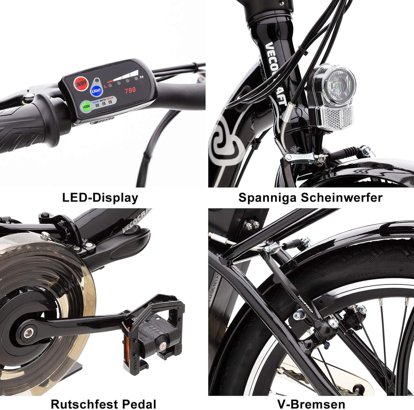 VecoCraft Nemesis E-Bike klapprad, e-Bike klapprad 20 Zoll, 36V 7.8Ah ausziehbarer Baterrie, 250W Motor, E-Klapprad tragbares E-Bike Klapprad ebike Herren