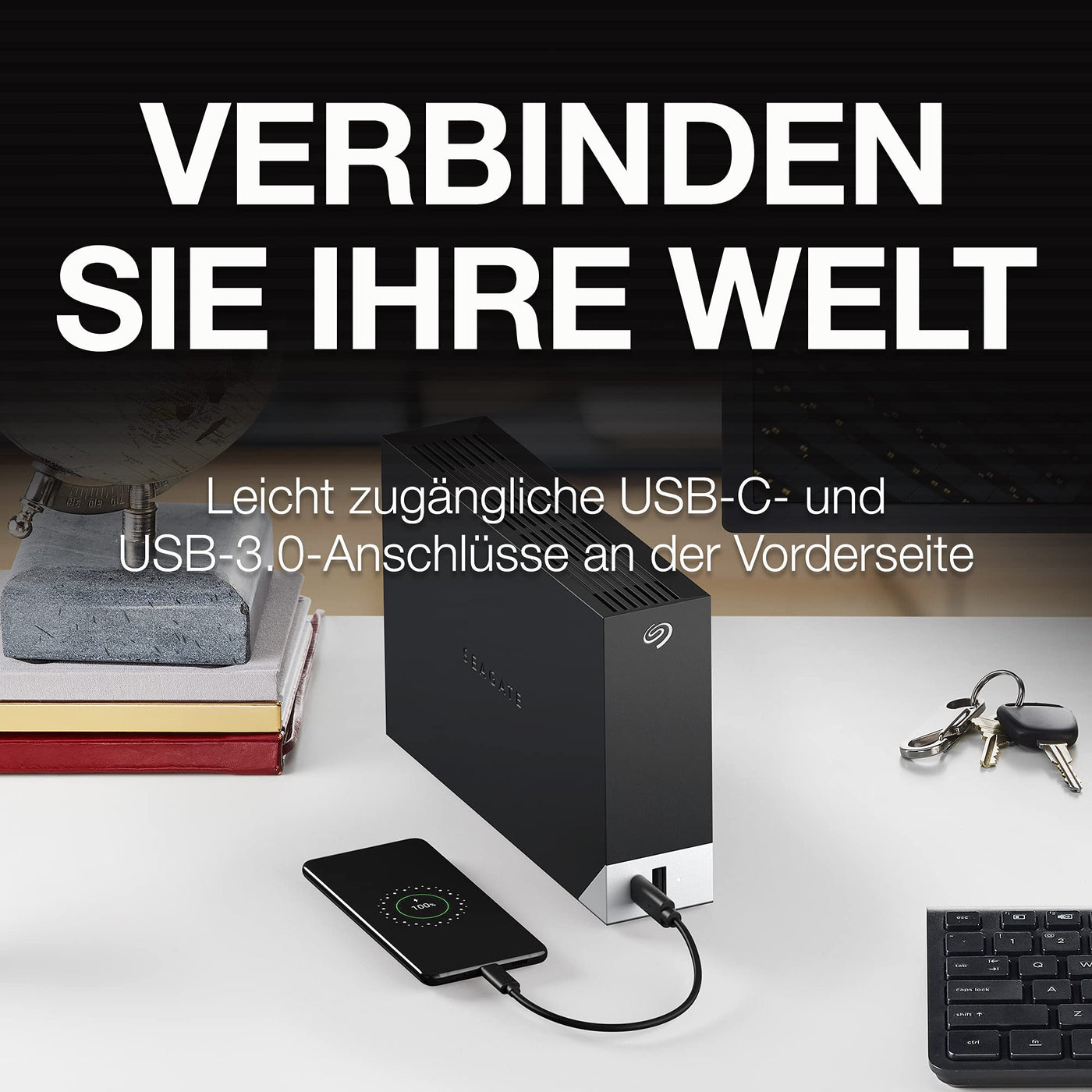 Seagate One Touch HUB 8TB externe Festplatte, 2-fach USB Hu, 3.5 Zoll, USB 3.0, PC, Notebook & Mac, inkl. 2 Jahre Rescue Service, Modellnr.: STLC8000400