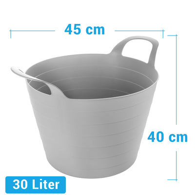 Wäschewanne Flexi, 3er Set, 45 x 40 cm, 30 Liter, Wäschekorb Plastik mit Griffen, 3 Farbe, Made in EU
