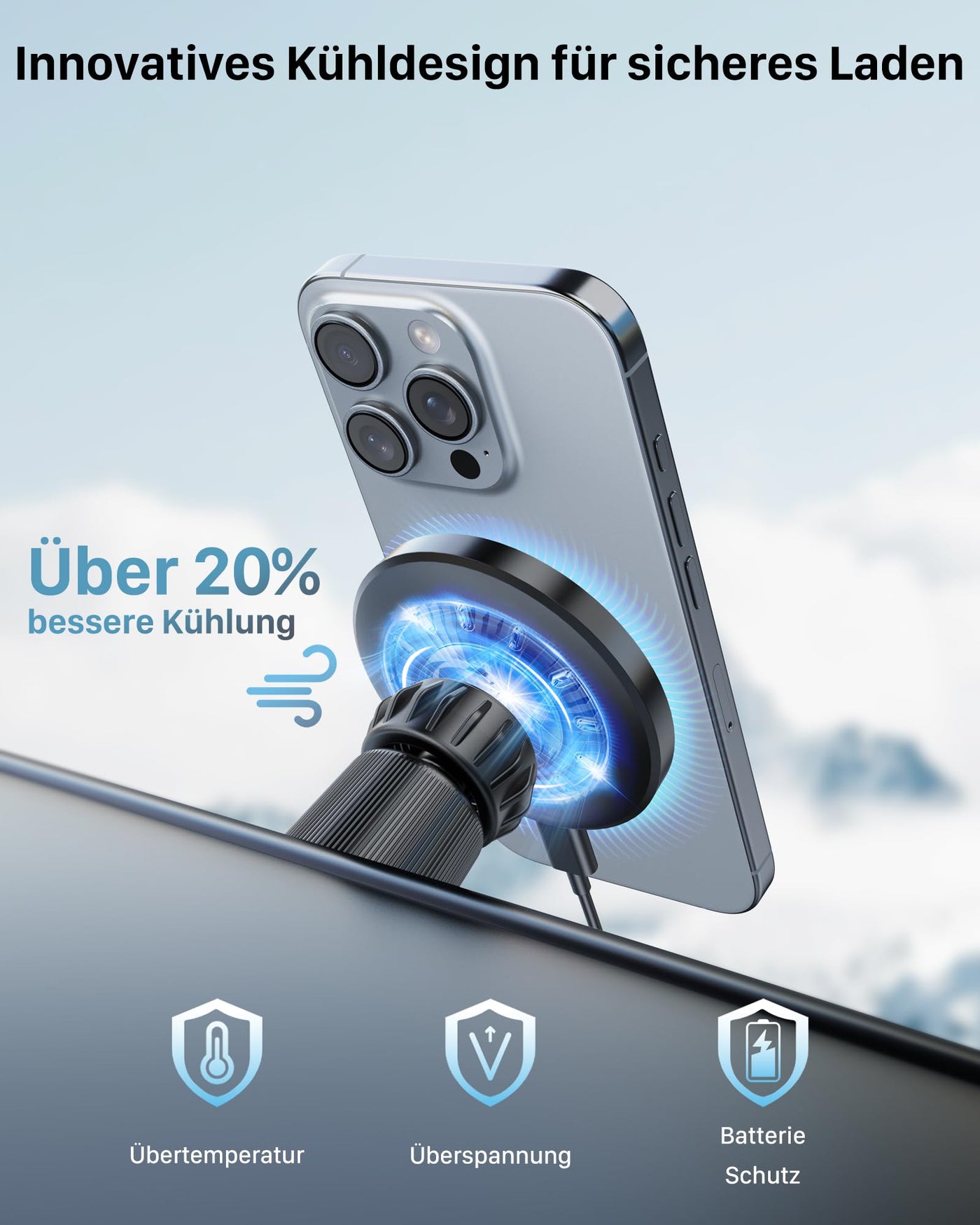 YOSH für Magsafe Autohalterung mit Ladefunktion 15W, [Metall-Doppelhaken & N55 Starke Magnets], Handyhalterung Auto für Magsafe Ladegerät Lüftung für iPhone 17 16 15 14 13 12