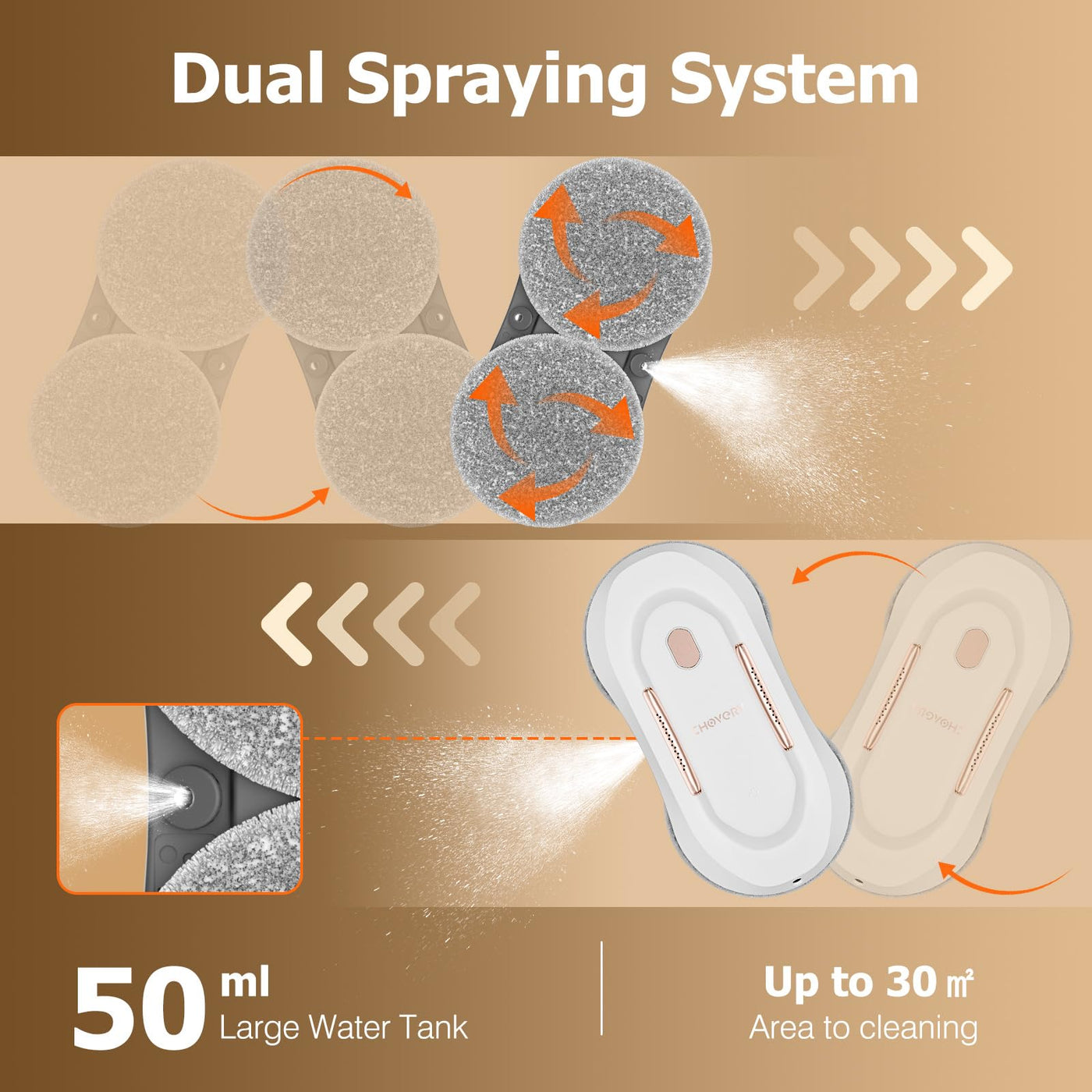 CHOVERY 3000Pa Fensterputzroboter, Fensterroboter mit Sprühfunktion, Automatischer Fensterputzer, Fensterreiniger Roboter Elektrisch mit Dual-Wasserspray, CL3