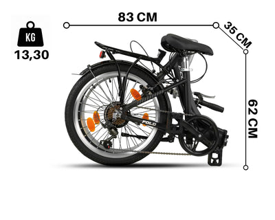 Licorne Bike Fold Premium Klapprad Aluminium 6 Gang Shimano Kettenschaltung Quick-Fold-System Klappfahrrad (V-Bremse, Schwarz/Anthrazit)