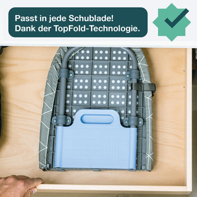 WONDERHOME Patentiertes Tischbügelbrett, klappbare Beine, platzsparend, grau, blau , Faltbares Bügelbrett mit Klappfunktion