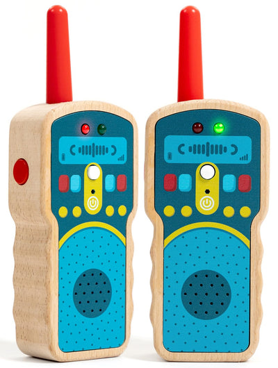 Nene Toys Holz Walkie Talkies für Kinder – echte 2-Wege-Funkgeräte, 500 m Reichweite – Ein-Kanal, Push-to-Talk – FSC® Buchenholz – Spielspaß drinnen & draußen – Geschenk für Jungen & Mädchen 2–8 Jahre
