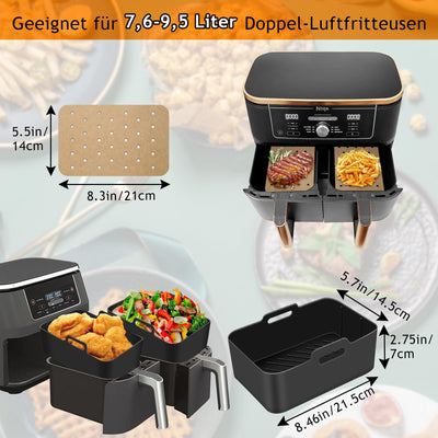 MILFECH Heißluftfritteuse Zubehör Airfryer Zubehör für Ninja Foodi AF300EU AF400EU 7.6L-9.5L und meisten Dual Zone Air Fryer, Air Fryer Accessories BPA-frei