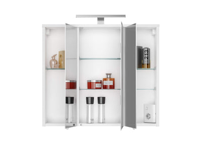 Jokey Spiegelschrank Arda mit LED Beleuchtung 72,2 cm breit, Badezimmer Spiegelschrank aus MDF, inkl. Steckdose | Weiß