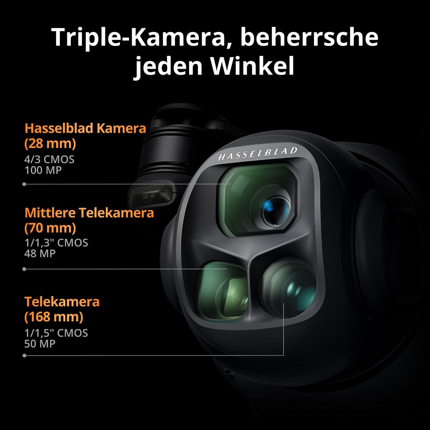 DJI Mavic 4 Pro Drohne mit DJI RC 2, Flaggschiff Triple Kamera Drone mit 100 MP 4/3-CMOS-Hasselblad-Kamera, Kameradrohne für Profis, 30 km Videoübertragung, 51 Min. max. Flugzeit