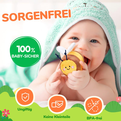 JoyCat Baby Spielzeug 6 Monate, Baby Bienenstock mit 5 Bienen, Rassel, Spiegel, Montessori Spielzeug ab 6 8 9 12 Monate, Motorikspielzeug Sensorik Spielzeug Geschenk für Jungen Mädchen