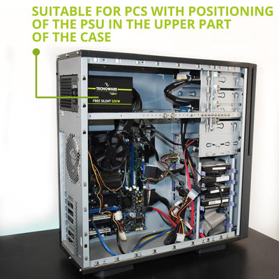 Tecnoware Power Systems - ATX-Netzteil 500, Ultrasilent 12 cm Lüfter, Überspannungsschutz, 2x SATA, 1x 24-polig, 1x 12V 4+4-polig, 2x Molex, schwarz, Größe 500 | Kompatibel mit ATX 12V v.2.01