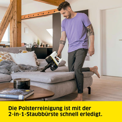Kärcher Akku-Staubsauger VC 4 Cordless myHome, 2 Saugstufen, Laufzeit: bis zu 30 min., Gewicht: 2,3 kg, inkl. 21,6 V Akku, Ladegerät, Wandhalterung, Boden- und Fugendüse, 2-in-1-Staubbürste