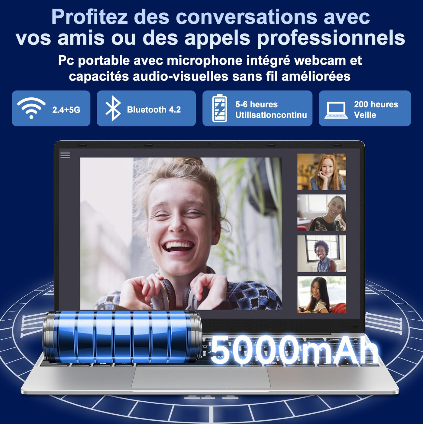 NOTODD 2025 Laptop 14 Zoll Win 11 Pro 6GB RAM 256GB SSD Unterstützung 1TB (TF 1TB) 5000mAh Notebook Celeron N4020 (bis2.8GHz) 1920x1080p 5G WiFi Deutscher Tastaturschutz und kabellose Maus-Silver