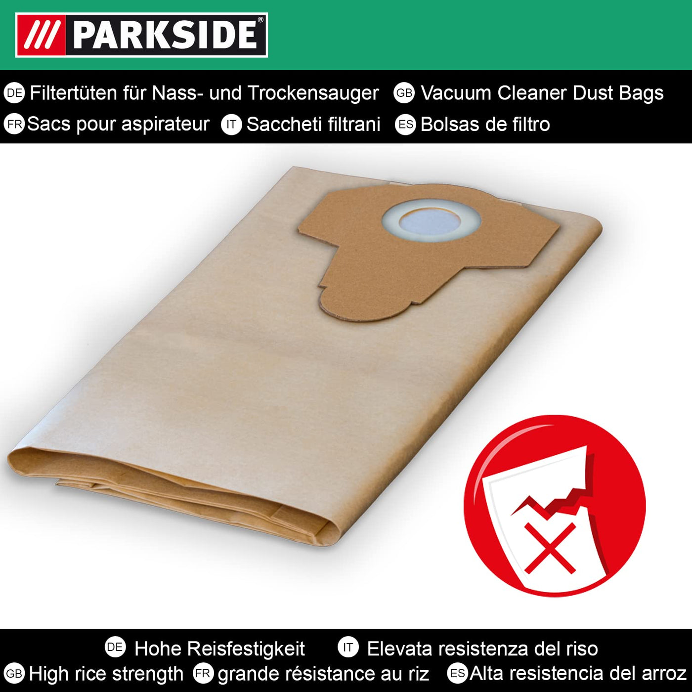 10 Original Parkside Lidl Staubsaugerbeutel für Nass-Trocken-Sauger PWD 25, 30, PNTS 23, 30, 1400, 1500 A1, A2, B1, C1, D1, B2, B3, E2, C4, D5, F2, H4