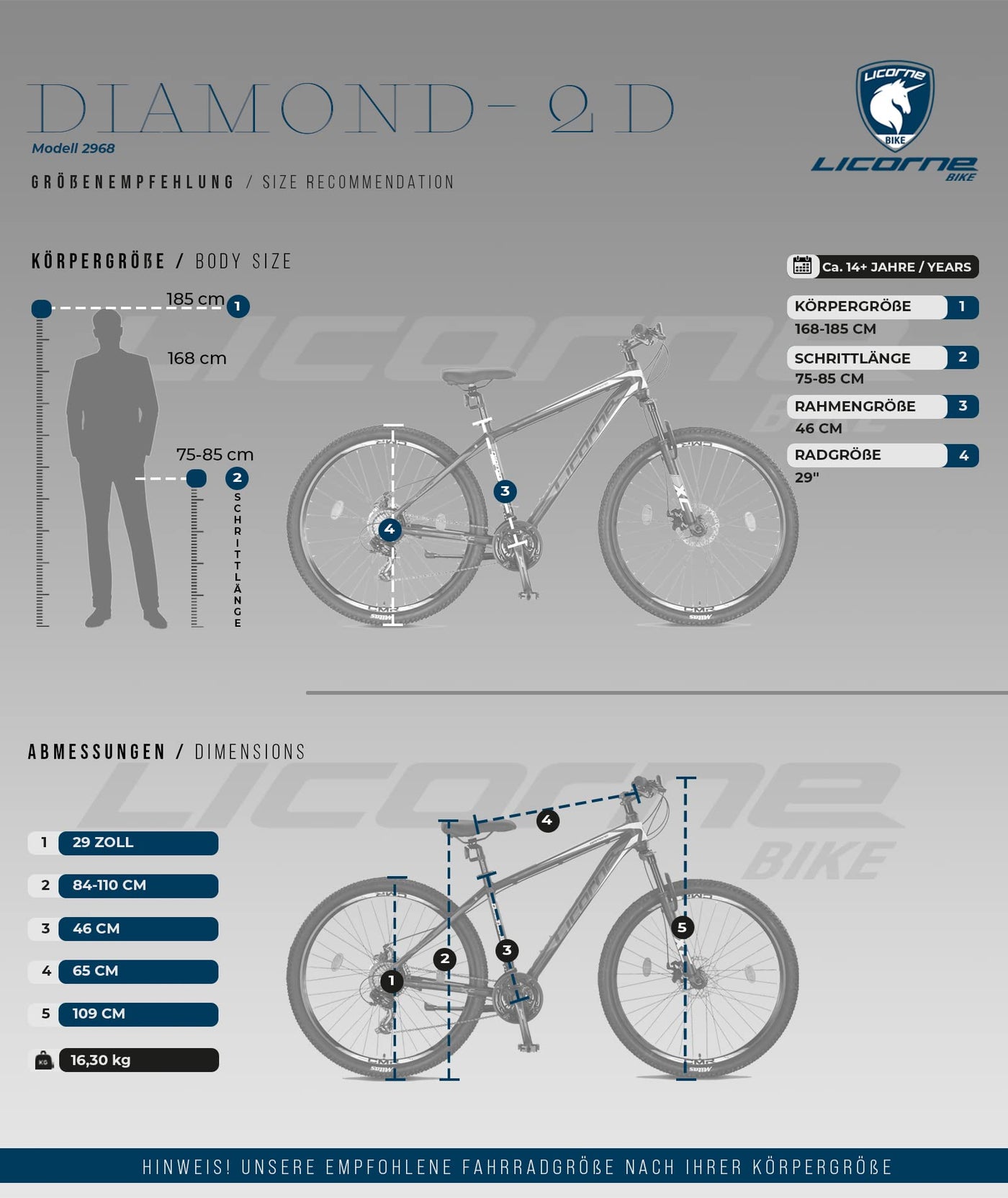 Licorne Bike Diamond Plus – Mountainbike, Shimano 24-Gang Schaltung, hydraulische Scheibenbremsen, verriegelbare Federgabel, Schnellspanner Vorder- & Hinterrad (Schwarz/Rot, 29 Zoll)