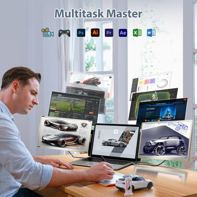Teamgee Laptop Monitor Erweiterung für alle Laptops, 15,6’’ FHD 120% sRGB Portable Monitor, Plug & Play Display für Mac, Windows, Chrome, Linux, Android, DeX, PC
