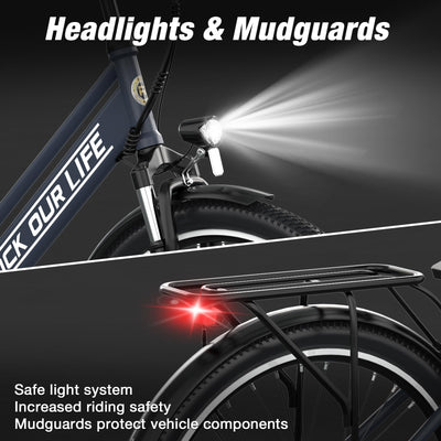 RCB 26" E Bike, 250W Motor, 7 Gang, Reichweite 35-90 km, City Ebike,Doppelscheibenbremsen, Elektro-Mountainbike mit Wasserdichter Fahrradtasche