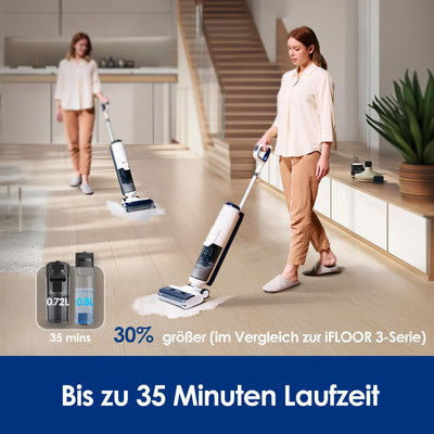 Tineco iFLOOR 5 Breeze Complete Nass Trockensauger, EIN-Schritt-Reinigung für Hartböden, Kantenreinigung <0.5cm, Dreifache Batterielebensdauer, Selbstreinigung, Leichtes Kabelloses Saugwischer, Blau