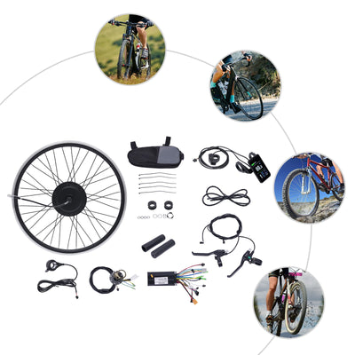 Elektrofahrrad Umbausatz|24 Zoll 36V 500W E-Bike Conversion Kit, Umbau Motor Kit E-Bike Radfahren Nabe Umwandlung Dual Mode Controller|30-35KM/H (Vorderrad)