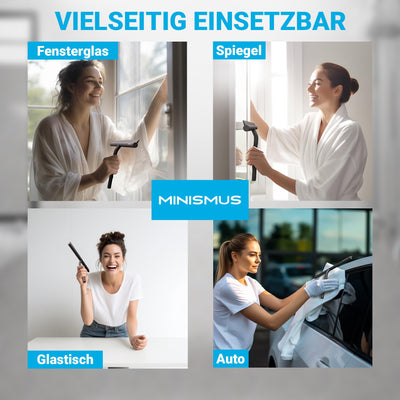 MINISMUS Fensterabzieher mit Aufhänger – Profi Abzieher Dusche - Duschabzieher – Schlierenfrei – Hochwertiger Silikon - Antirutsch (Schwarz)