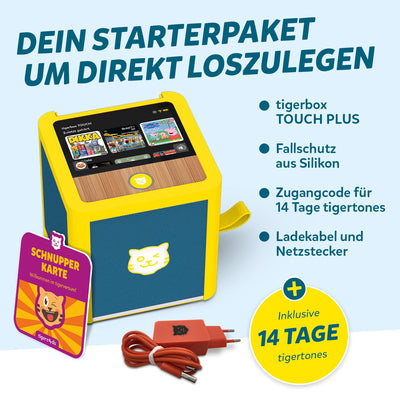 tigermedia tigerbox Touch Plus Royal Sun dunkelblau | Streaming-Hörbox für Kinder | Stereo-Klang | Farb-Touchdisplay | Hörspielbox mit Nachtlicht | Bluetooth-Kopfhöreranschluss | extra starker Akku