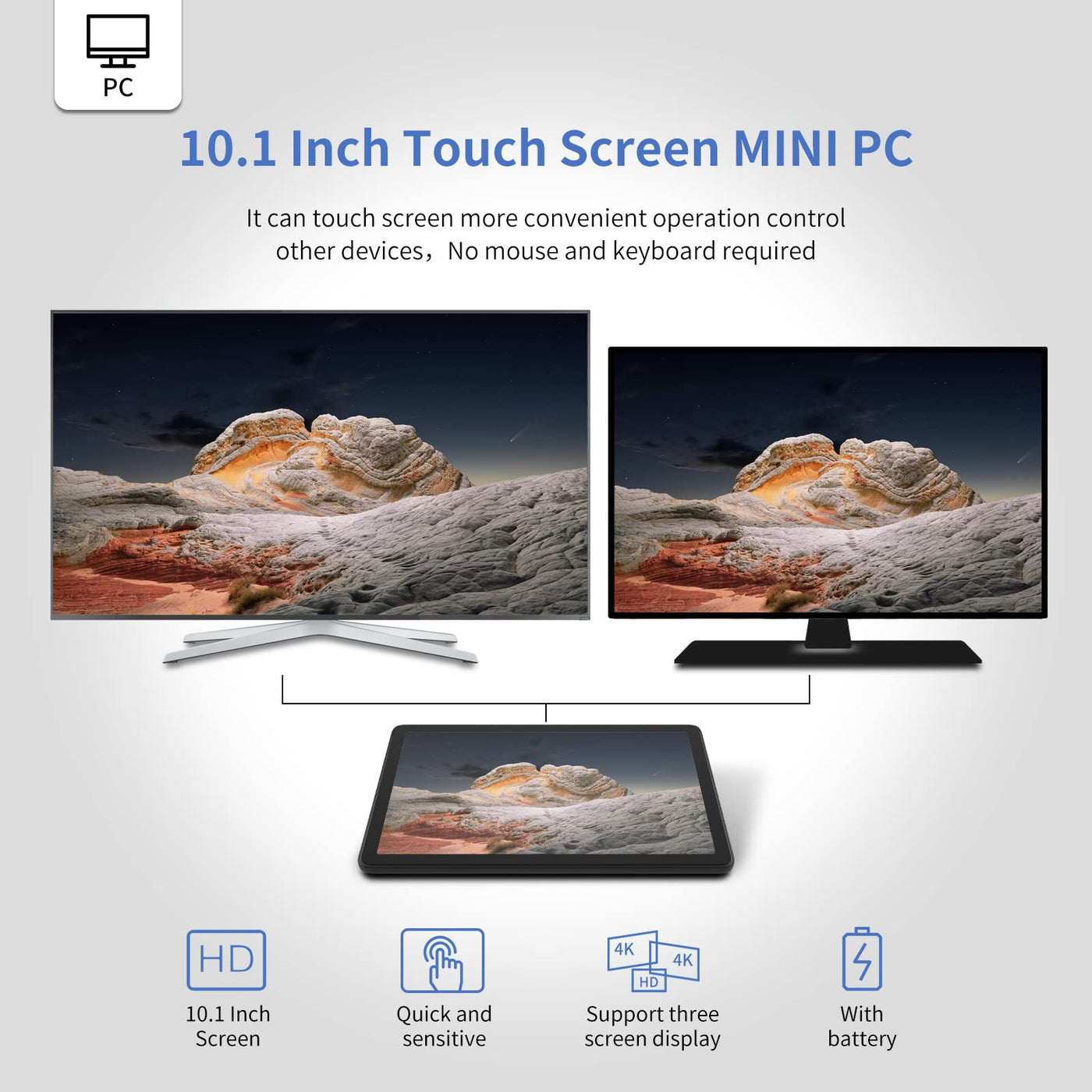 HEIGAOLAPC Mini PC da 10,1 pollici, Celeron 8 GB RAM 128 GB Rom(TF 512 GB) Computer, Mini PC Win 11 Pro Dual R232 HDMI, 8000mAH Batteria Bluetooth 5.2 WiFi 6.0 Type-C Tablet PC, GAOLA-F10