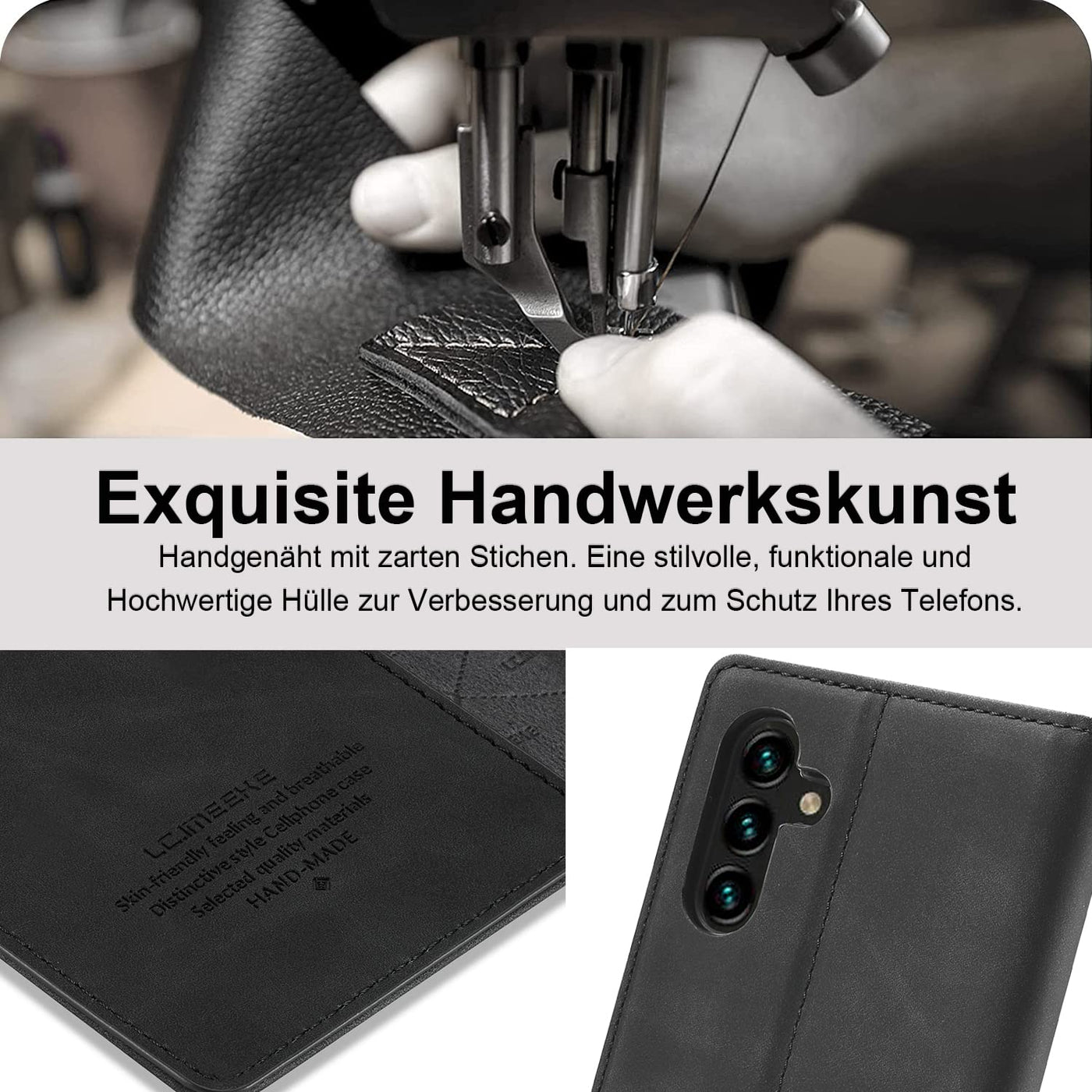 Ailicici für Samsung Galaxy A15 Hülle Leder [Mit Schutzfolie] Handyhülle für Samsung A15 Hülle Klappbar Leder Flip Wallet Stoßfeste Case Schutzhülle Klapphülle, für Samsung Galaxy A15 5G Hülle Leder