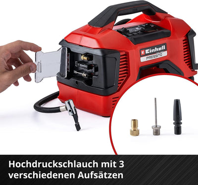 Einhell Hybrid-Kompressor PRESSITO Power X-Change (18 V, max. 11 bar, 31 cm Schlauchlänge, inkl. 3-tlg. Adapter-Set, ohne Akku)