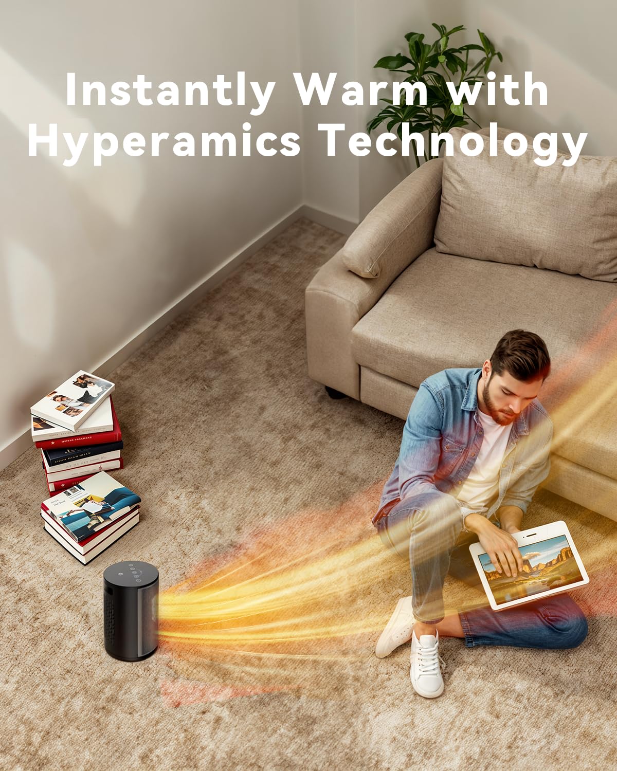 PALINTH Heizlüfter Energiesparend, 1500W Raum Leise Heizung Elektrisch für Home Low Energy, 3 Modi Tragbare Keramik Heizlüfter mit Thermostat, Überhitzung & Tip Over Schutz, 8H Timer, für Indoor