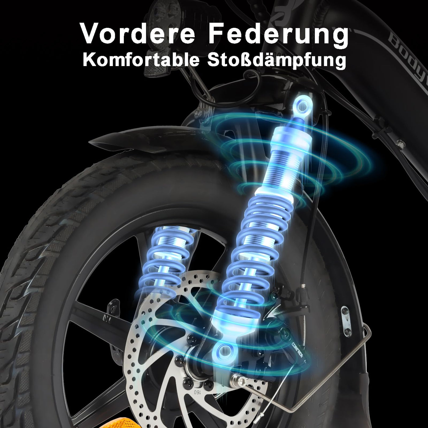 Bodywel T16PRO Mini E Bike 14 Zoll faltbar Elektrofahrrad 250W 36V/7.8Ah Akku mit APP Funk für Herren Damen,Reichweite Max 45 km (Schwarz+Rückpacktrager)