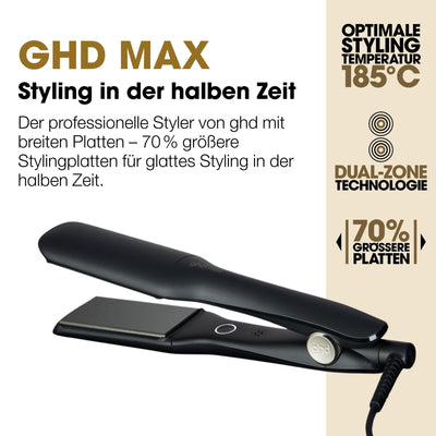 ghd Max Breitplatten-Haarglätter & Styler in Schwarz - Größere Platten für schnelles Styling, mehr Glanz, Frizz-frei - Für langes, dickes oder lockiges Haar