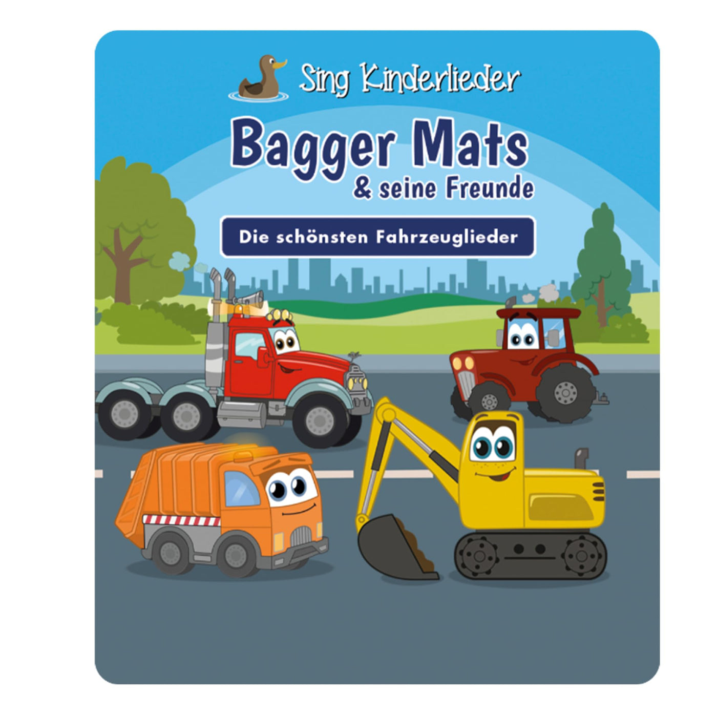 tonies Hörfigur für Toniebox, Sing Kinderlieder – Bagger Mats & Seine Freunde: Die schönsten Fahrzeuglieder, Kinderlieder für Kinder ab 3 Jahren, Spielzeit ca. 60 Minuten