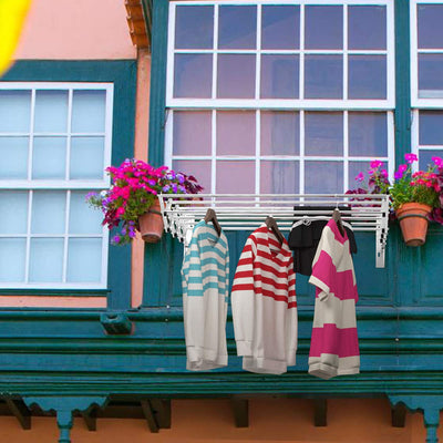 COSTWAY Wäscheständer zur Wandmontage, Wandtrockner ausziehbar aus Edelstahl mit 8 Stangen, platzsparender Wandwäschetrockner, Tragkraft 25 kg, für Waschküche, Badezimmer